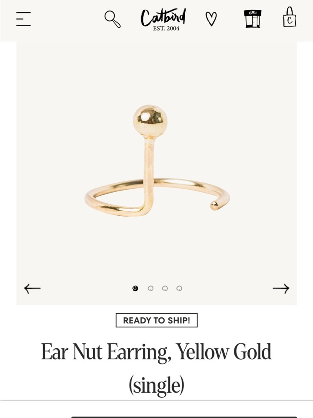 Catbird Yellow Gold earring PAIR